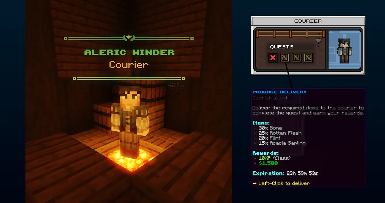 Courier Aleric Winder and a package delivery quest